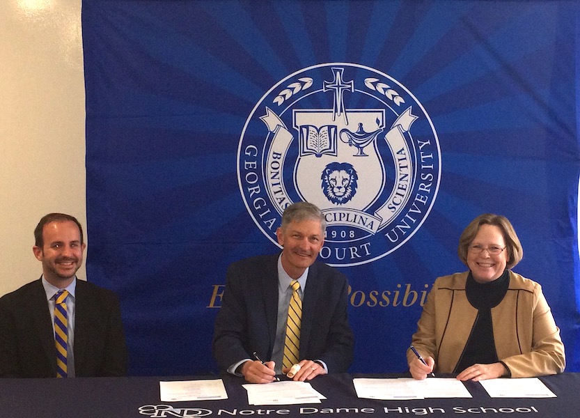 GCU's Dean Justin G. Roy and President Joseph R. Marbach