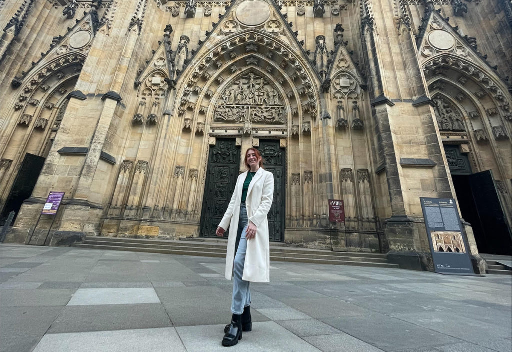 Hannah Koutishian at the St. Vitus Cathedral in Prague