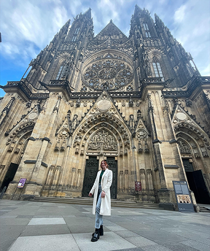 Hannah Koutishian at the St. Vitus Cathedral in the Czech Republic