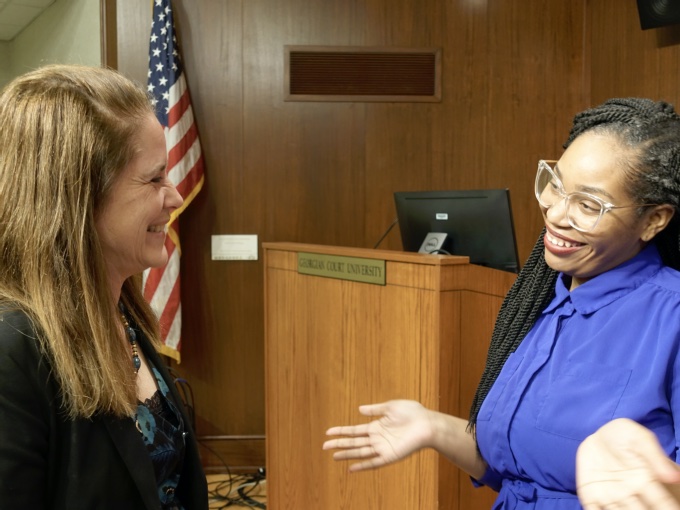 Provost Janice Warner and Alexis Jenkins