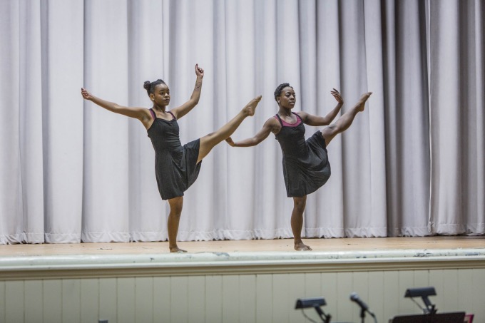 Jasmine Brown '17 and Ama Gora '17 performed a dance to Adele's "Conqueror."