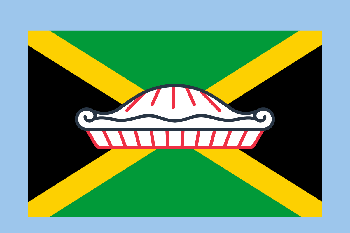 jamaica flag with a pie on top