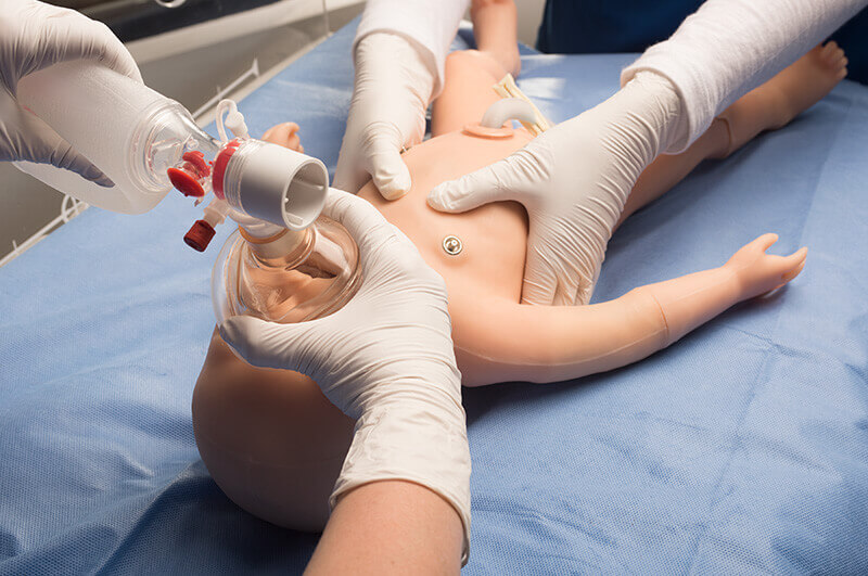 nursing majors use simulator for hands-on training