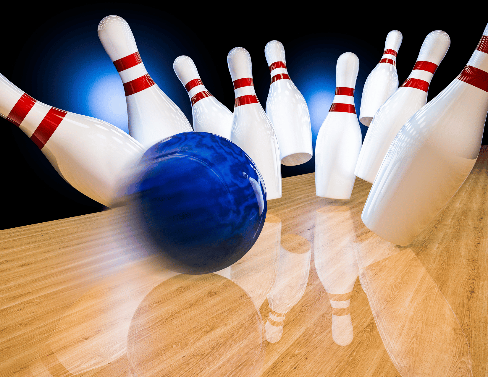 bowling pins and ball