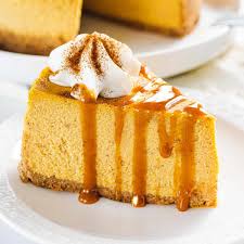 picture of pumpkin cheesecake with caramel drizzle