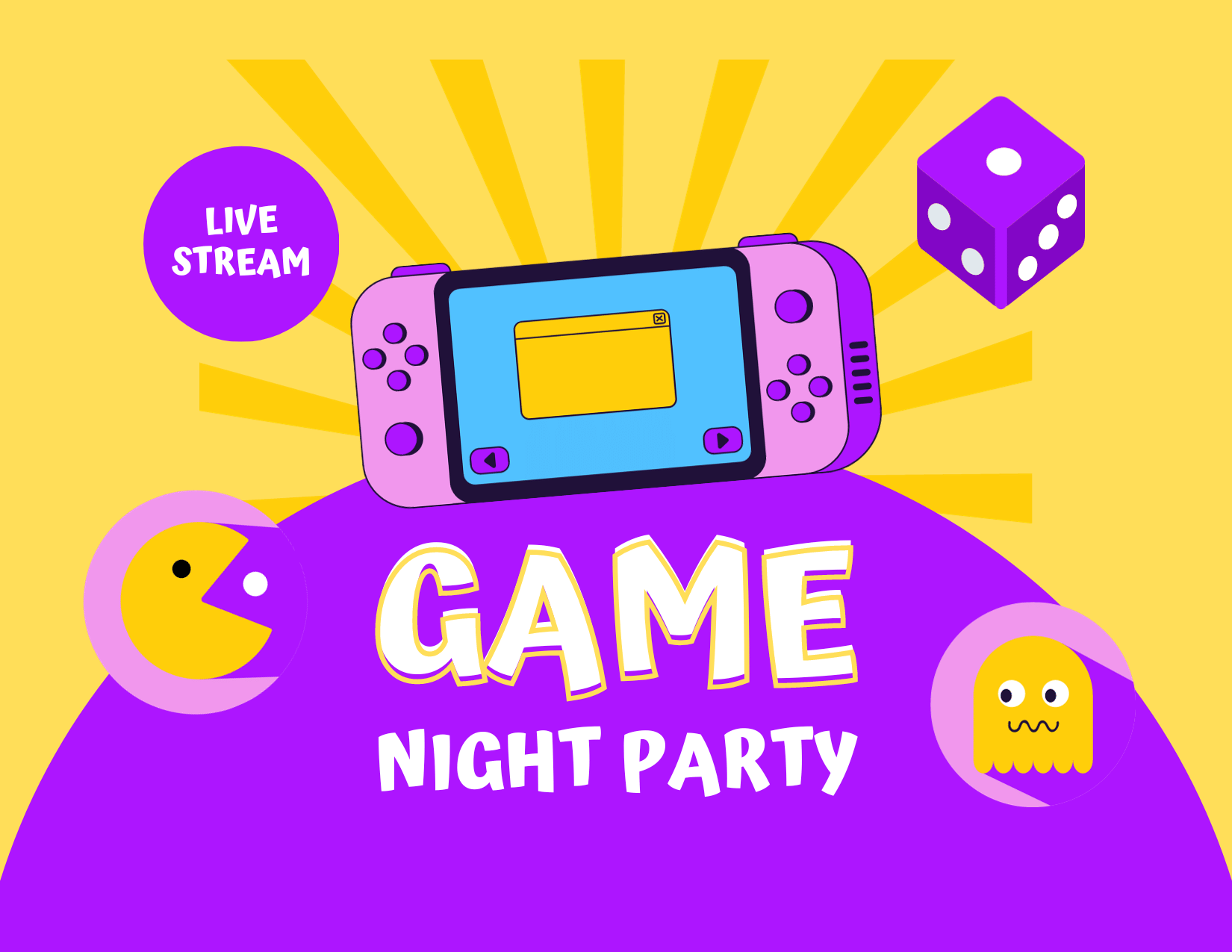 game night party with gaming pictures