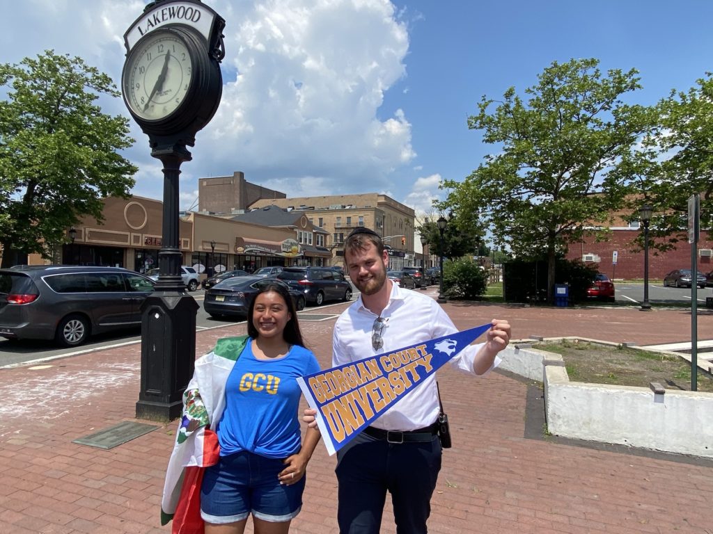 Two Georgian Court students in downtown Lakewood