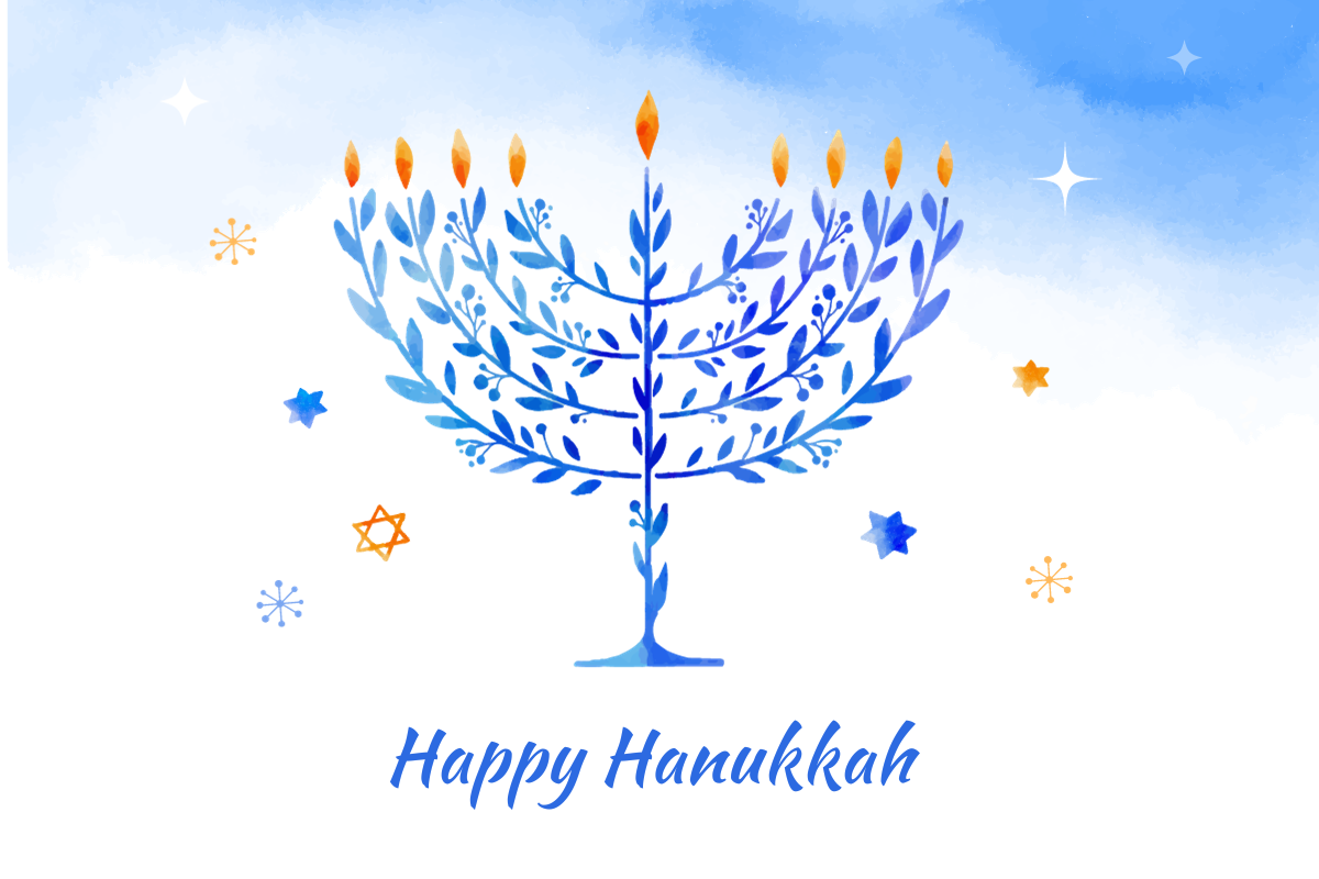 blue Happy Hanukkah