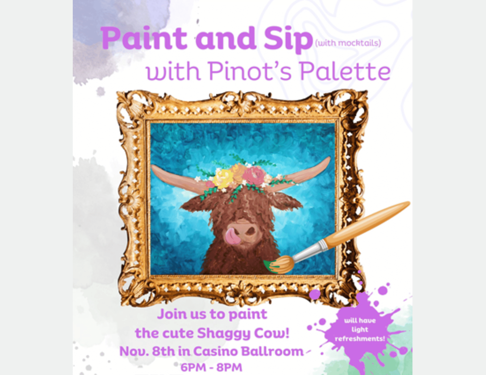 Pinot's Palette with picture of cow painting