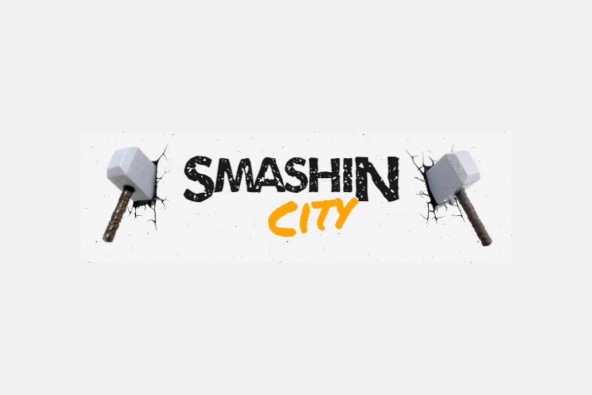 Smashin City logo with one hammer on each side