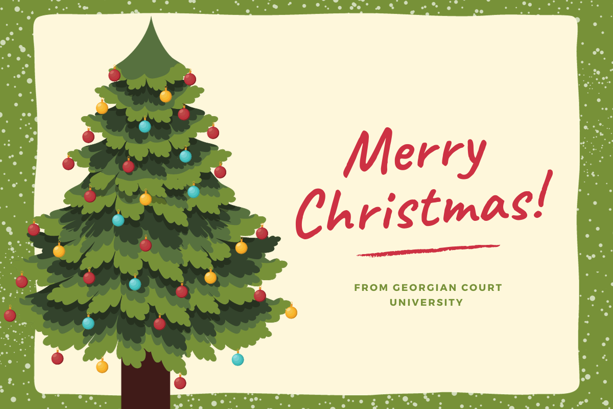 Green Christmas Tree with Merry Christmas from GCU